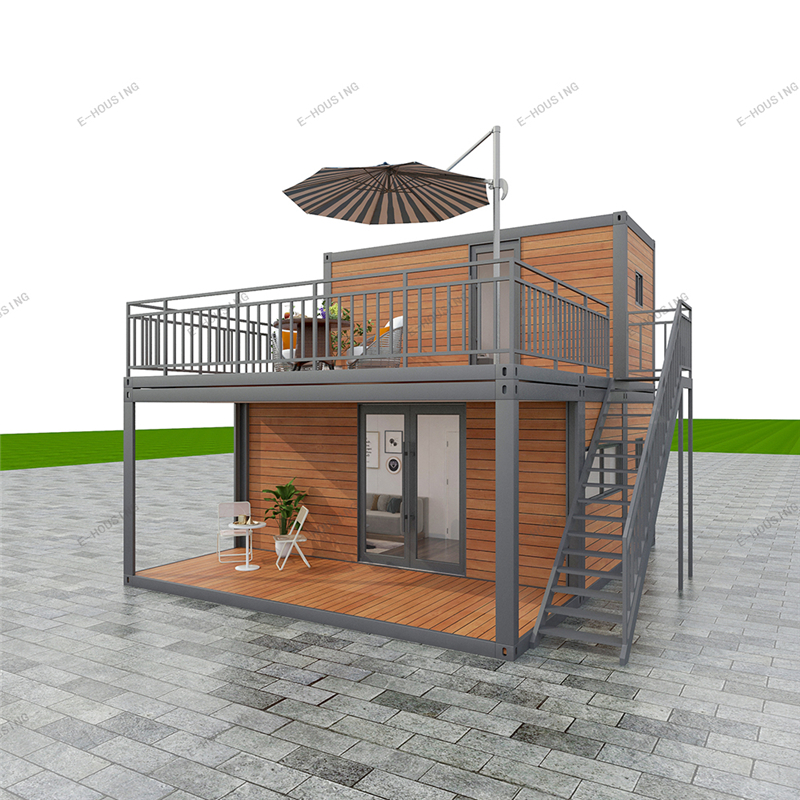 2022 Perusahaan E-Perumahan Ngaropea High-end Profesional Méwah Kayu Grain Pangaruh Prefabricated Living Container House Sareng Fireproof 03